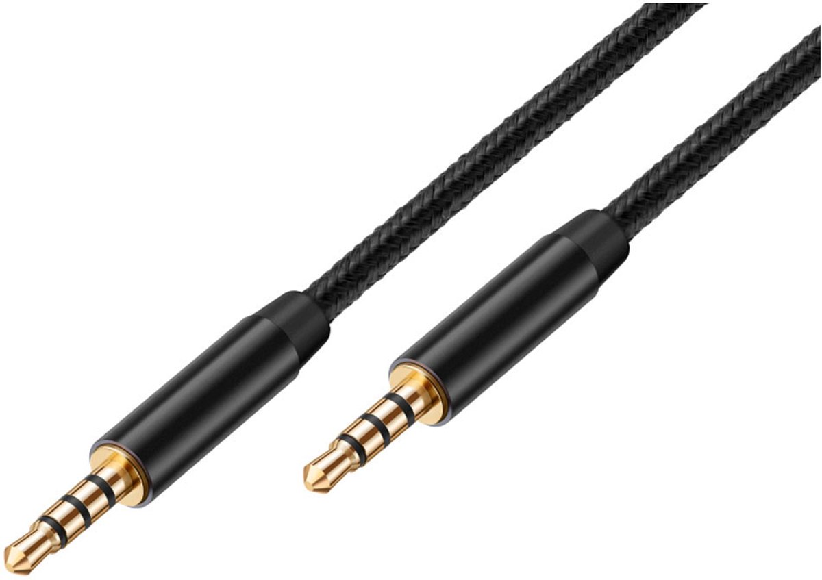 Avizar 3,5mm audiokabel met vergulde gevlochten nylon connectoren 5m, Zwart