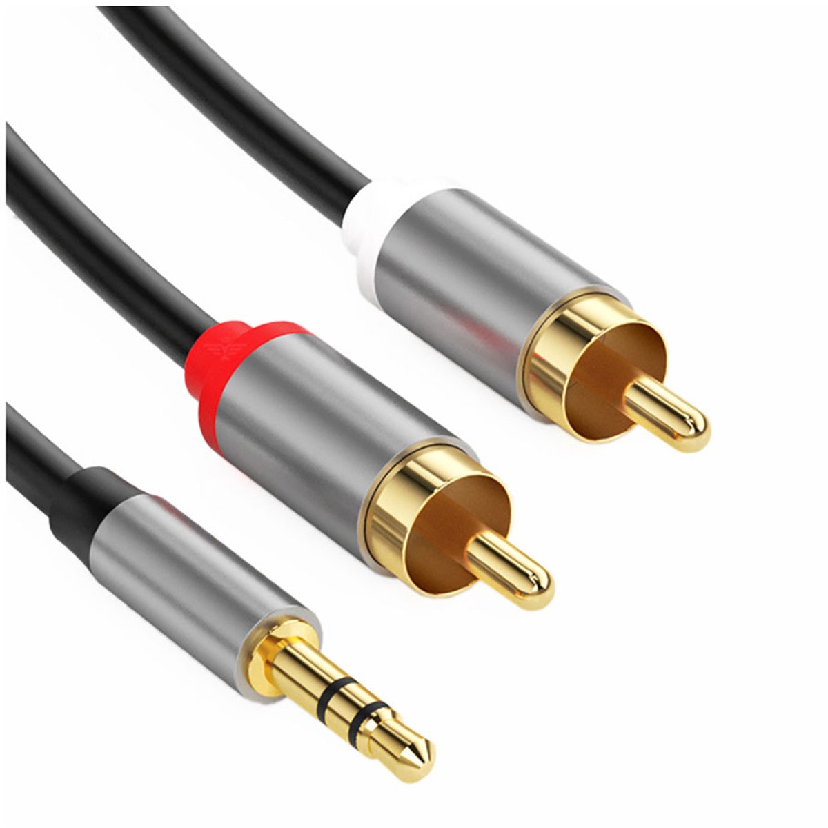 Avizar Audio Jack 3,5mm naar 2 RCA Double Shield 1,5m kabel, Zwart