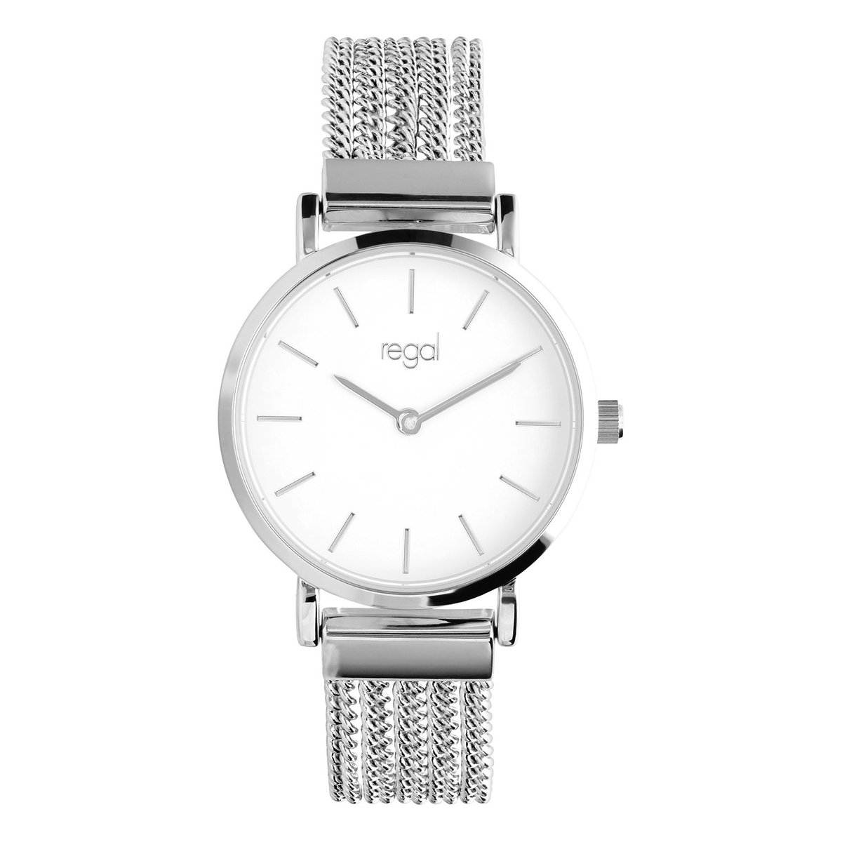 Lucardi Dames Regal horloge zilverkleurige gourmetband en schakels - Horloge - Alloy - Zilverkleurig - 26.50 mm