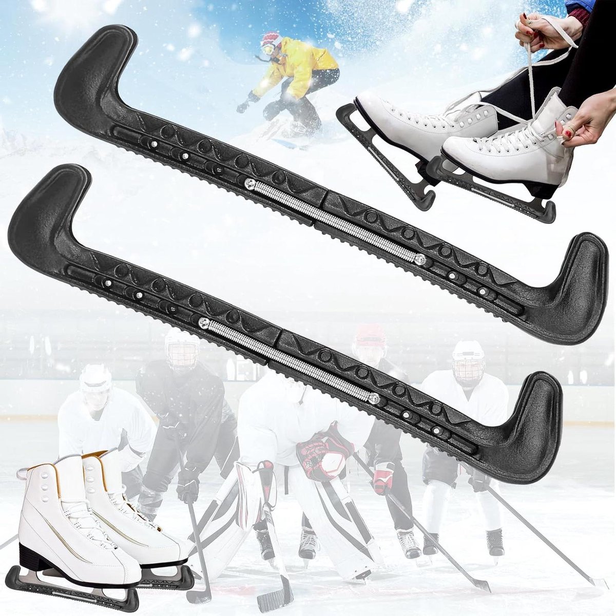 Allecto Plus – Ice Hockey Skate Blade Guards – Verstelbare Cover – Skate Protector – Voor Kunstschaatsen – Uniseks – Zwart