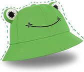 Chapeau de pêcheur grenouille, chapeau seau unisexe pliable pour l' Plein air - Vert 56 cm