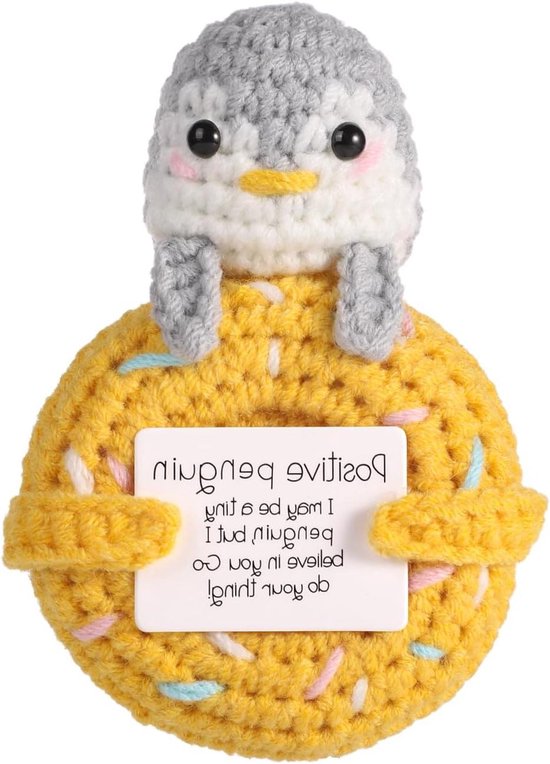 Mini positieve gehaakte pinguïn, een leuk en inspirerend