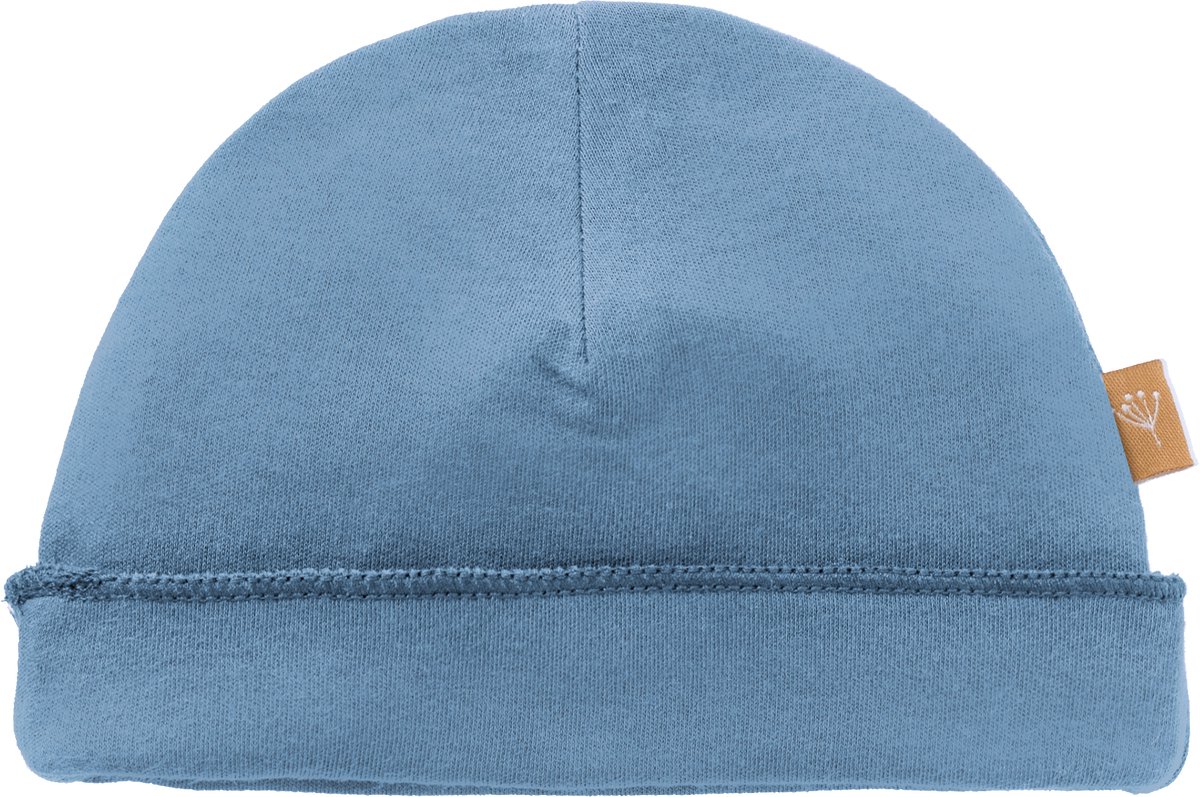 Fresk Baby muts 0-6 m – Kraamcadeau – Hoofdomtrek 45/48 cm - Biologisch Katoen - Blauw - Dino