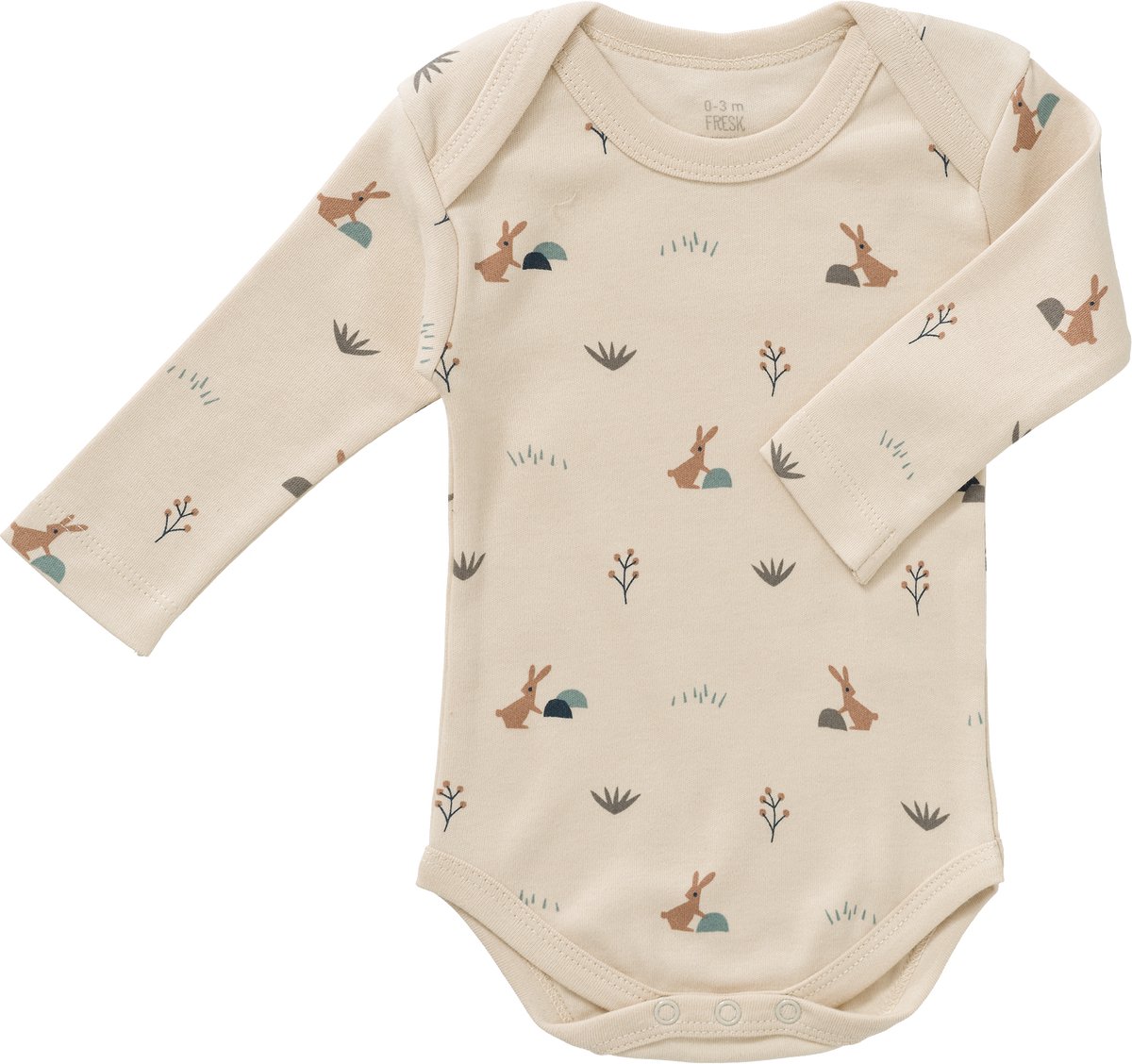 Fresk Romper met Lange Mouwen 3-6 m - Babykleding - Biologisch Katoen - Zand - Rabbit Sandshell