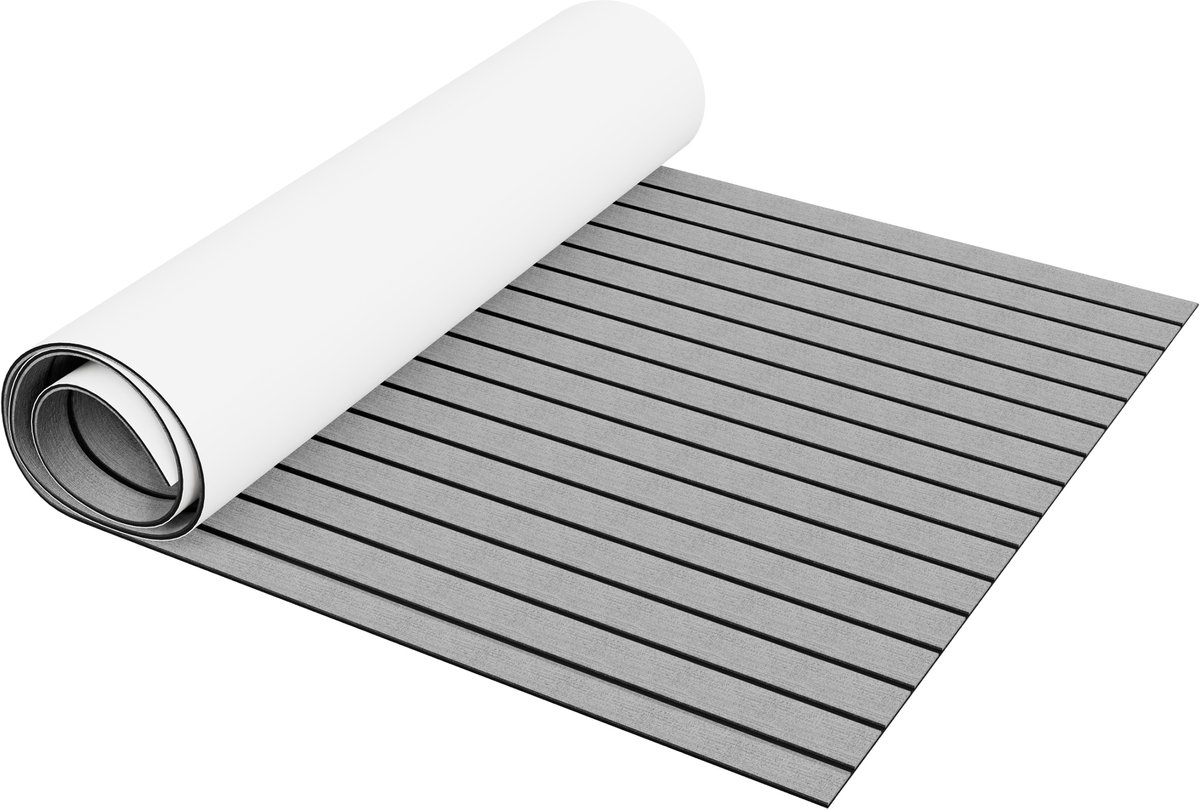 NAIZY Bootvloer Zelfklevende Eva Foam Bootbekleding Dekmat Bootmat Teak Imitatie Boottapijt Marinetapijt voor Boten Jachten Motorboten Speedboten 240x45 cm, Lichtgrijs