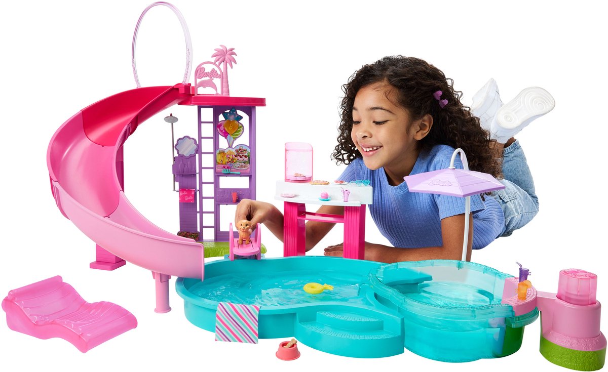 Barbie Droomzwembad - Speelset met Glijbaan en Bubbelbad en meer dan 20 Accessoires — afbeelding 7