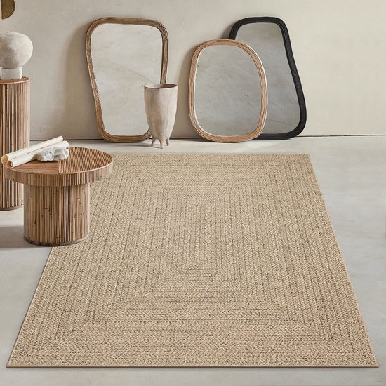 Mia's Teppiche Soil – tapis d'extérieur résistant aux intempéries, aspect jute, robuste et facile d'entretien, naturel 160 x 230 cm