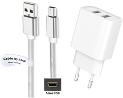 OneOne 2.4A lader met 2 poorten + 1,5m sterke Mini USB snoer. Oplader adapter past op Nikon Digital SLR D2H, D2Hs, D2X, D2Xs, D3, D3s, D3X, D4, D4s, D40, D40X, D50, D60, D70, D70s, D80, D90, D100, D200, D300, D300s, D600, D610