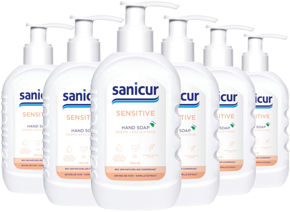 Sanicur Handzeep Sensitive - 6 x 300 ml - Voordeelverpakking