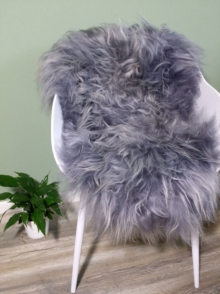 Schapenvacht IJslands Grijs M (100cm) - 100% ECHT - Schapenvacht Wol Vloerkleed