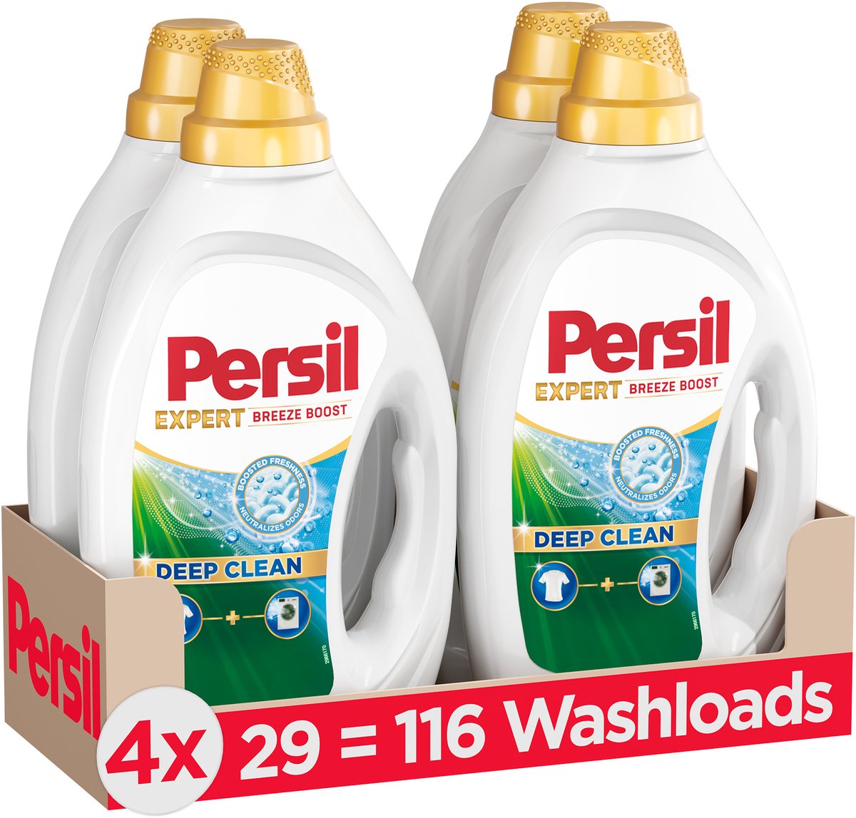 Goedkoopste Persil Gel Breeze Boost - Vloeibaar Wasmiddel - Krachtige Vlekverwijdering - Higiënische Frisheid - Voordeelverpakking - 4 x 29 Wasbeurten