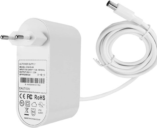 20V Oplader geschikt voor Dyson TP04 TP05 TP06 DP04 BP01PH02 PH04 PH09 – AC/DC voeding 20 V 2,5 A – luchtreiniger ventilator voeding – oplader geschikt voor Dyson Air Purifier ventilator – 1.85m netsnoer