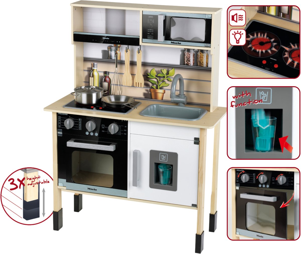 Klein Toys - Miele-speelkeuken - aanrechtblad van 55 cm hoog - incl. licht en geluidseffecten - hout — afbeelding 4