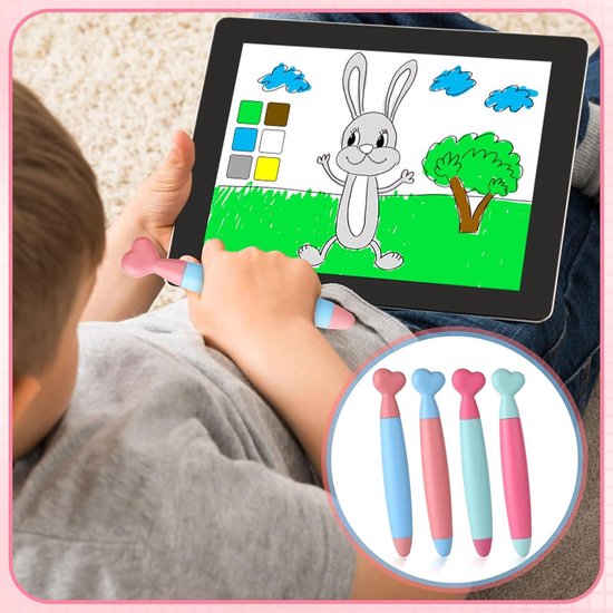 Allecto Plus - 4-delige set Kinder Stylus Pennen Hartvormig - Geschikt voor Smartphones en Tablets met Touchscreen - Comfortabele Grip — afbeelding 5