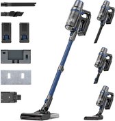 Olvy Steelstofzuiger Draadloos - 2 Accu's - Met Dweilfunctie - 5 Zuigniveaus - Vacuum Cleaner - Draadloze Snoerloze Stofzuiger - Zonder Zak - Op Accu - 350W - 35Kpa - Kruimeldief