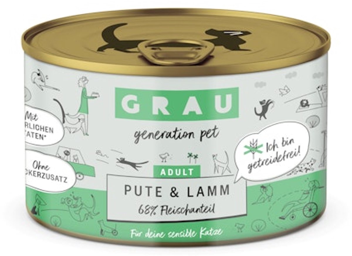 GRAU Grau Graanvrij Kattenvoer Kalkoen & Lam - 6 x 200 g