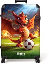 NoBoringSuitcases.com® - Grande valise - Valise de voyage légère - Dragon rouge jouant au football dans un stade ensoleillé - Trolley à 4 roues - Grand trolley XL - 98 litres de bagages