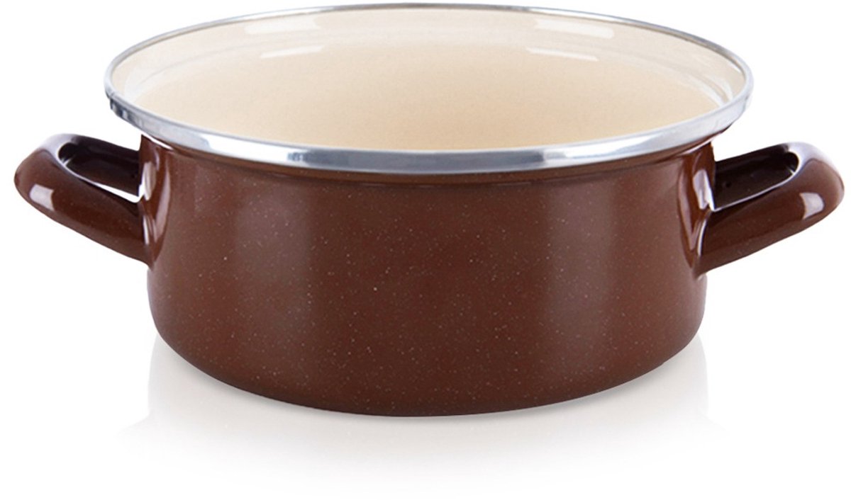 Kookpan Geëmailleerde BROWN 18,5 cm, 1,6 l - Kookpot - Soeppan