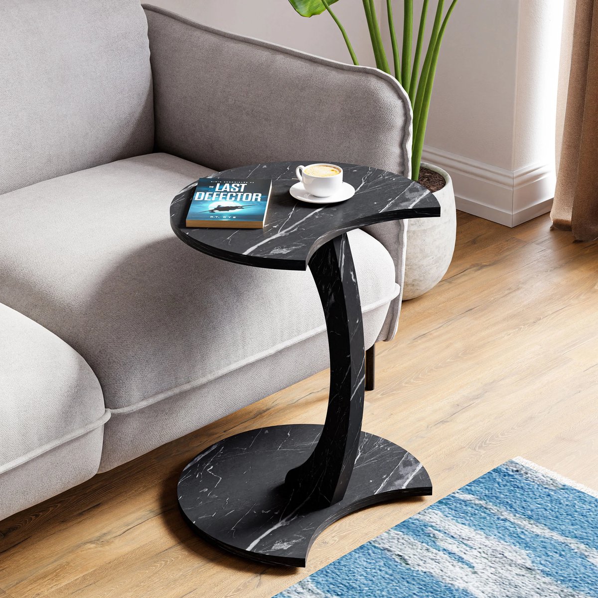 Wiel C Tafel - Banktafel - 17-03 - Bijzettafel - Nesttafel - Servicetafel - Zwart en Marmer