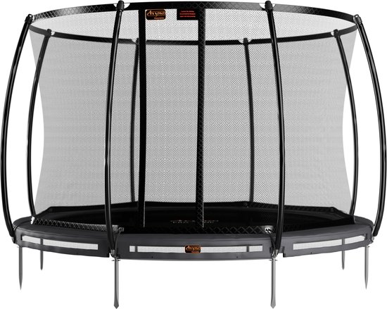 Avyna InGround Trampoline Ø430 cm – Rond – Inclusief Veiligheidsnet – Grijs – Grote Ingraaftrampoline – Premium kwaliteit