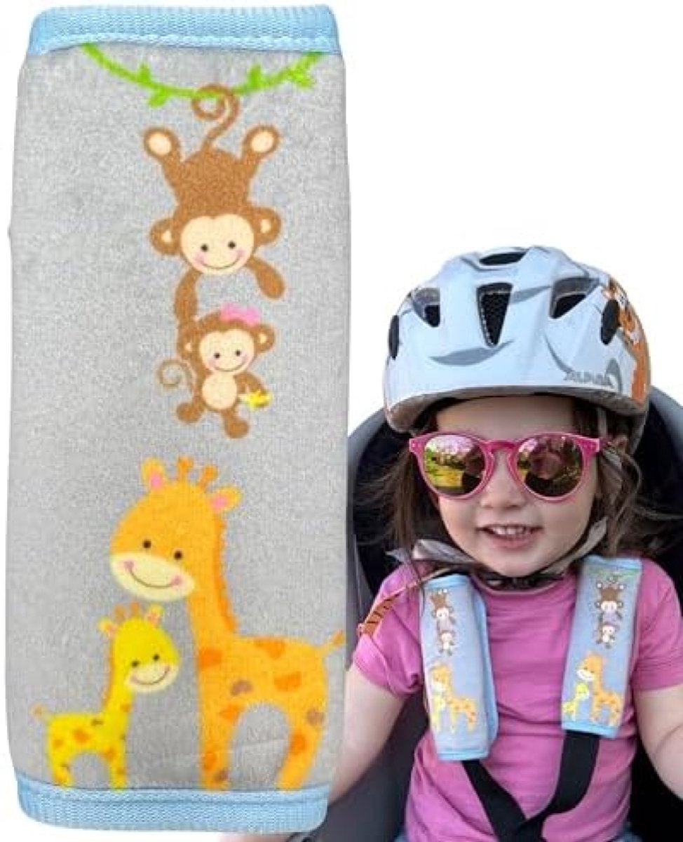 Image of 2x Riembeschermers Dieren met Mama – Gevoerde Gordelhoezen, Zachte Schouderkussens voor Baby, Jongens en Meisjes, Kinderwagen Accessoire