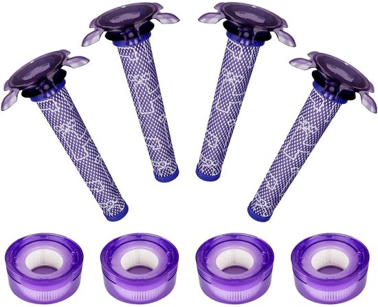 Filtres étoiles Dyson V7 et V8 (4+4 pièces, Plus.Parts® alternative pour 965661-05 / 967478-05)