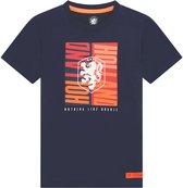 T-shirt Enfants grand logo Nederlands Elftal - Taille 128 - Blauw marine - Garçons et Filles - KNVB - Fanwear - Merchandise officiels - Voetbal