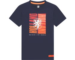 Nederlands Elftal Big Logo T-Shirt Kinderen - Maat 128 - Navy Blauw - Jongens & Meisjes - KNVB - Fankleding - Officiële Merchandise - Voetbal