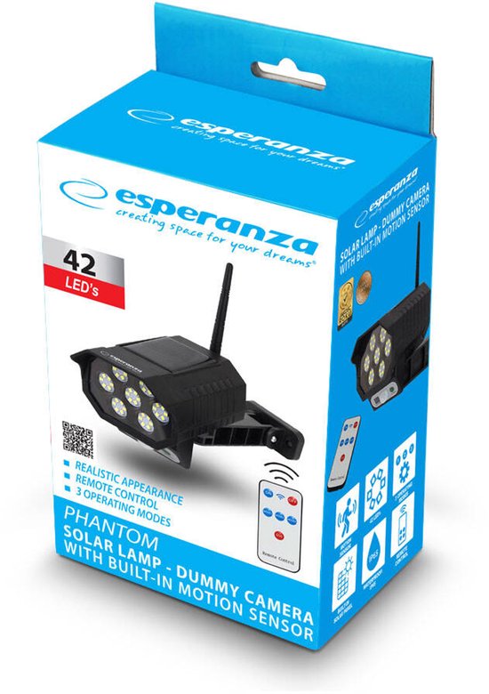 Esperanza Dummy Zonnepaneel Cameralamp - 42 LED - IP65 - 6500 K - Bewegingssensor & Afstandsbediening van ESP. — afbeelding 4