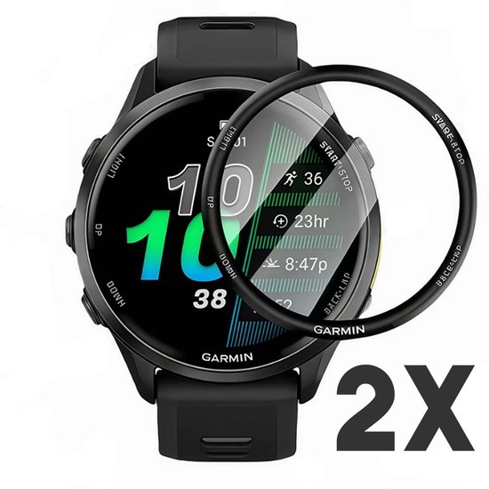Protecteur D'écran Garmin Forerunner 570 - 2 Films Souples Anti-rayures, Haute Transparence, Kit D'installation Inclus - Noir