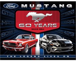 Ford Mustang 60 Years. Metalen wandbord 31,5 x 40,5 cm.