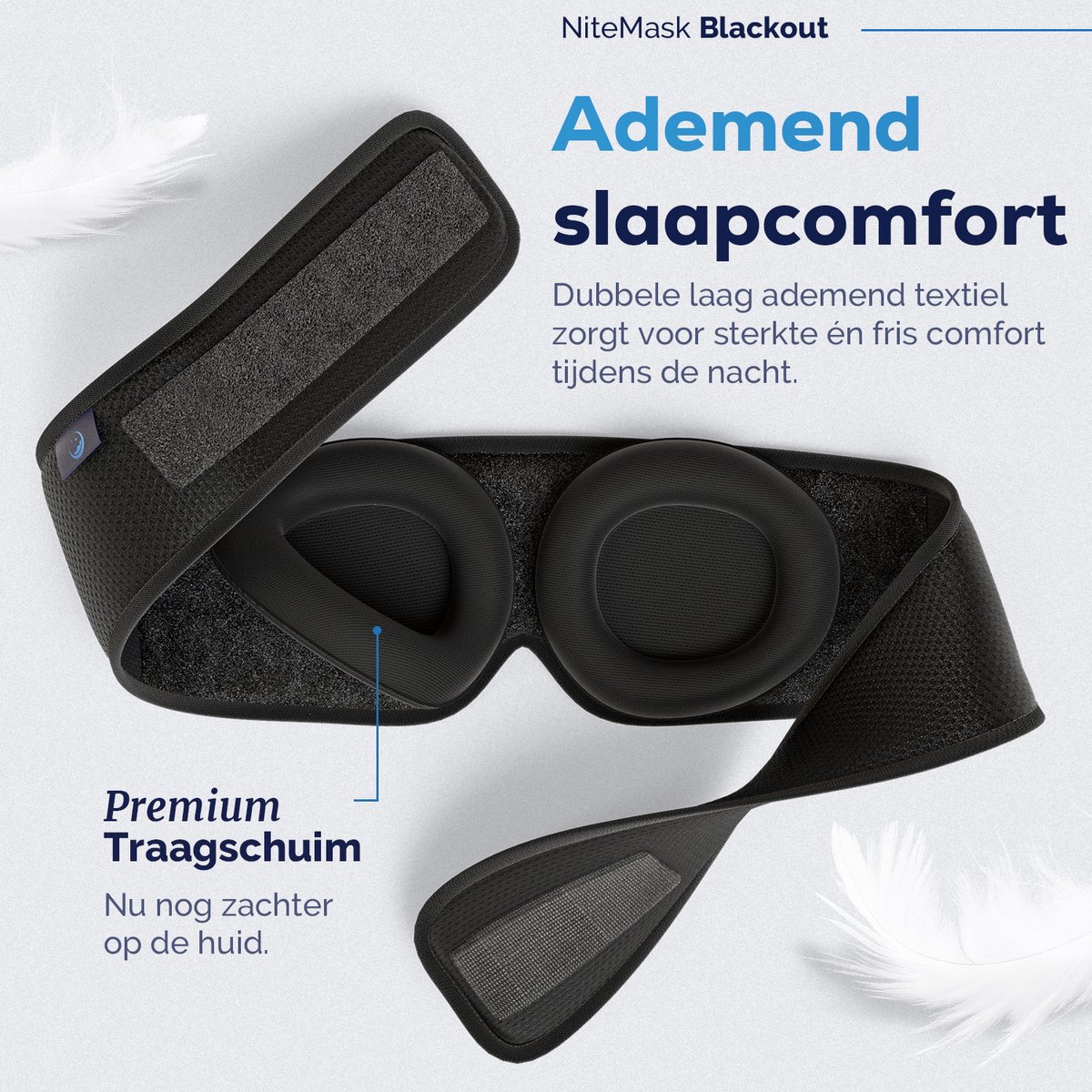 NiteMask Blackout - Ultiem Verduisterend Slaapmasker - Comfortabel & Zacht - Verstelbare oogpads — afbeelding 2