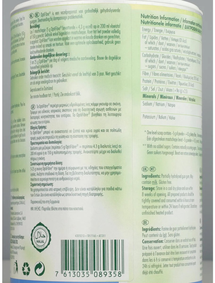 OptiFibre Voedingsvezels Supplement Neutraal - 6 x 250 gr - Voordeelverpakking