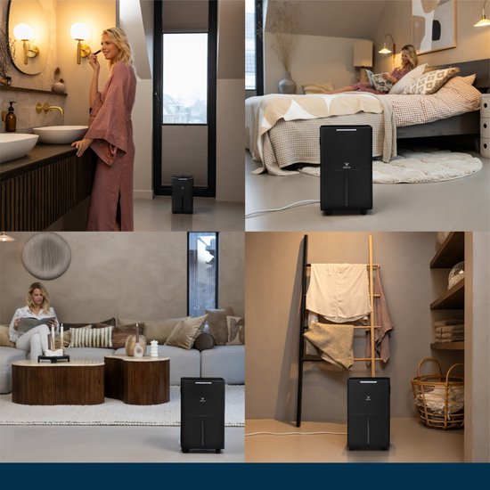 Vibrix DryFlow6 Pro Luchtontvochtiger – 6L per dag – Bediening via App – Wasdroogfunctie – Stil & Energiezuinig – Voor Badkamer, Kelder, Zolder & Slaapkamer – Dehumidifier