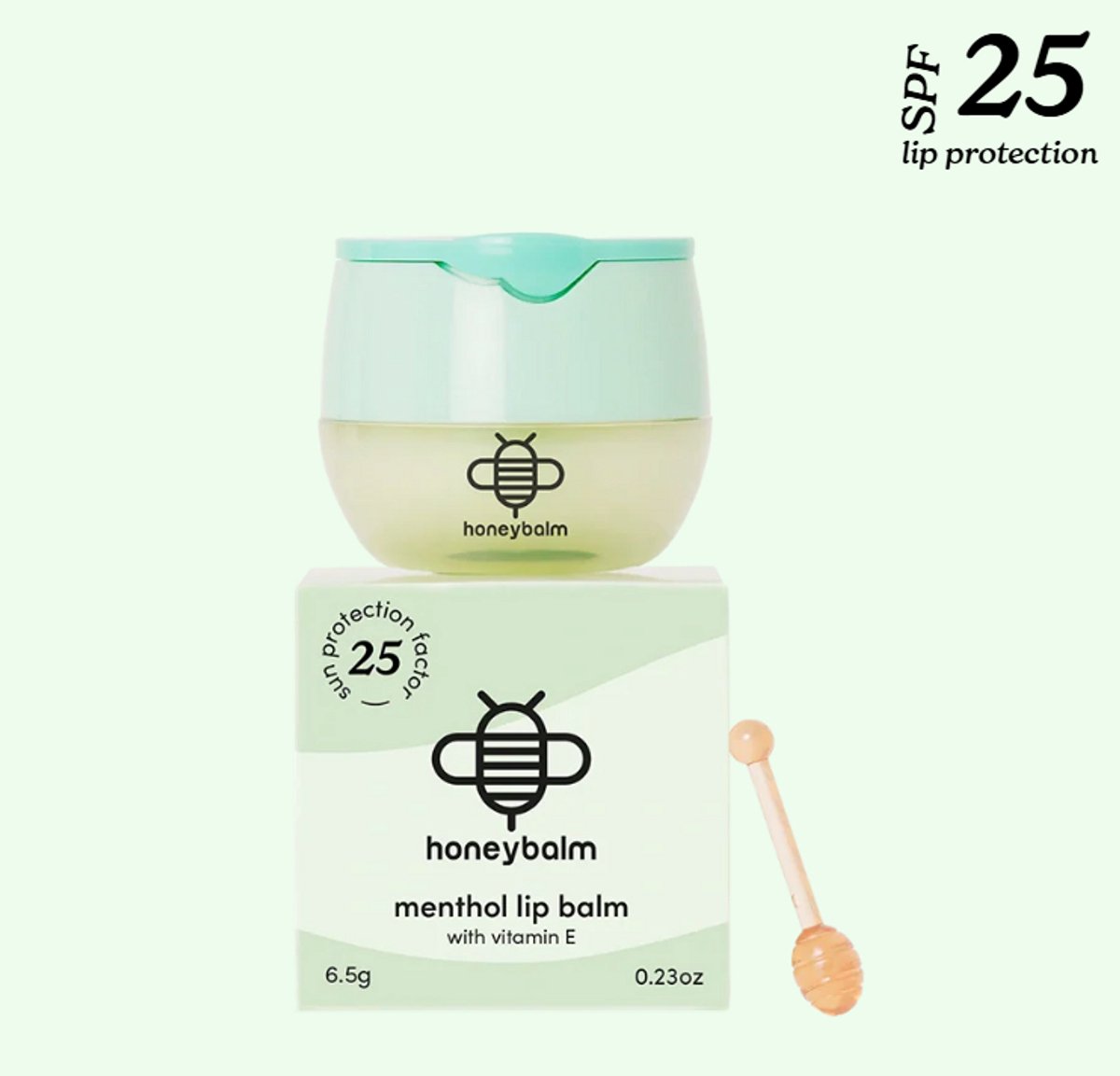 Honeybalm Lippenbalsem Mint + SFP25 - 6.5 gram (1 stuk)