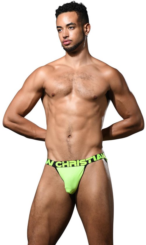 Andrew Christian ALMOST NAKED® Slip de contrôle de l'humidité Yellow Fun - Taille M - Sous-vêtements pour hommes - Jockstrap pour hommes - Jockstrap pour hommes