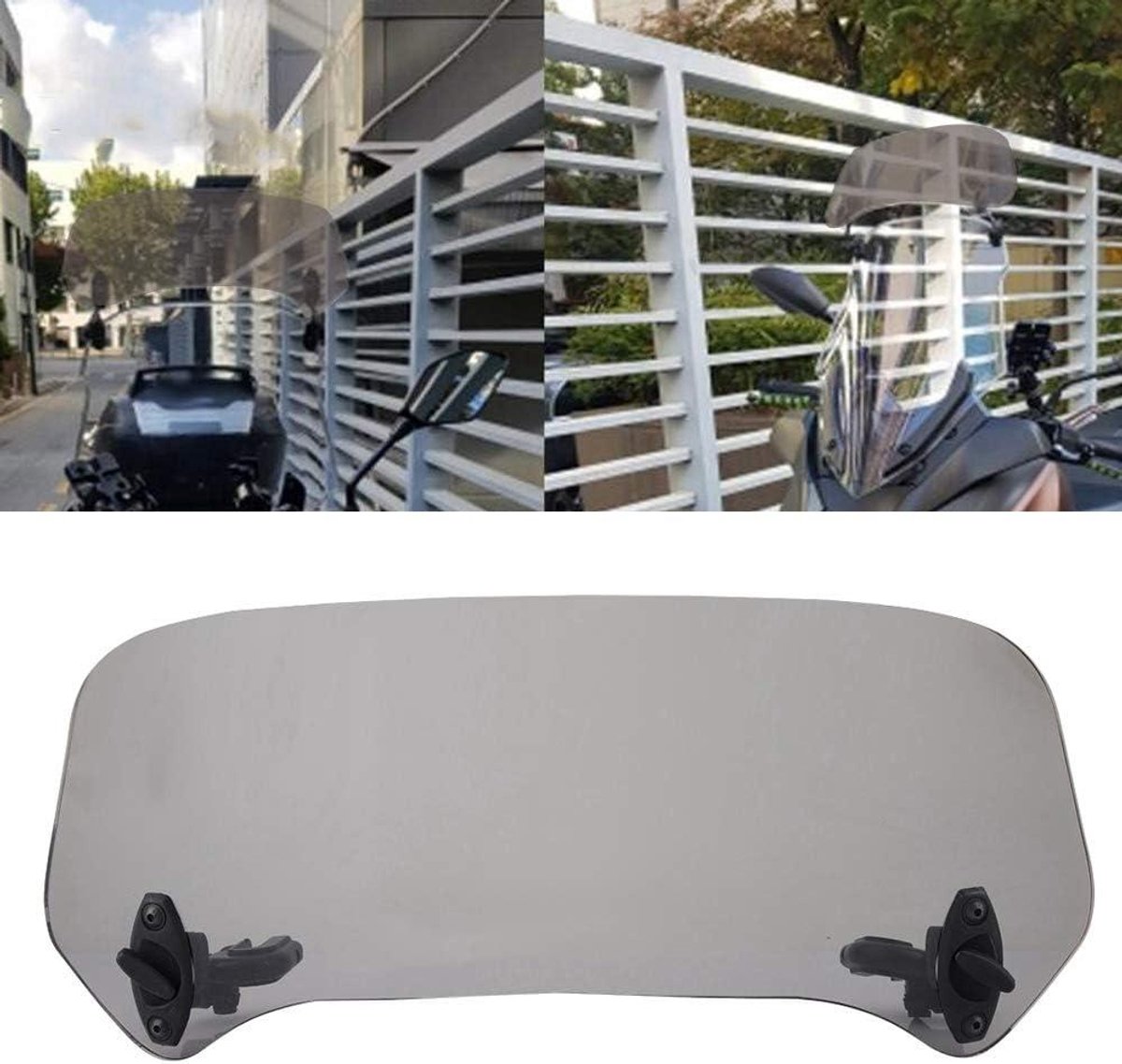 Allecto Plus - Universele Motorfiets Windscherm Spoiler - Verstelbare Deflectors - Montage Kit - 11 Inch - Rookkleurig - Windbescherming Helderheid