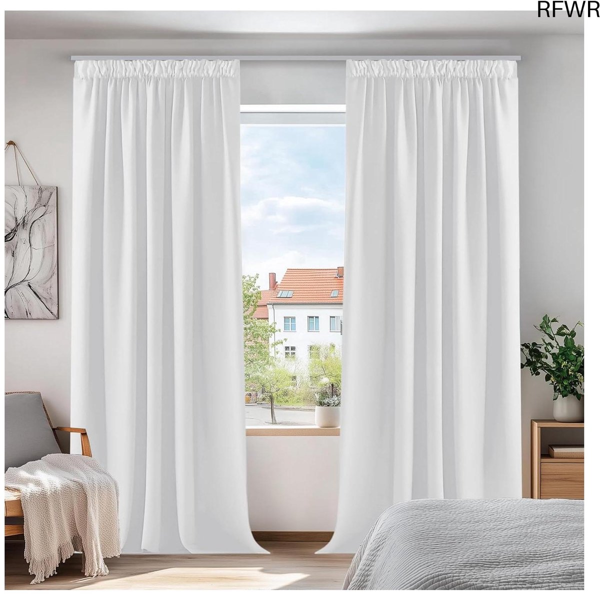 RFWR® Verduisteringsgordijnen Plooiband 140x175 cm - Thermische Gordijnpanelen voor Woonkamer en Slaapkamer, 2 Stuks