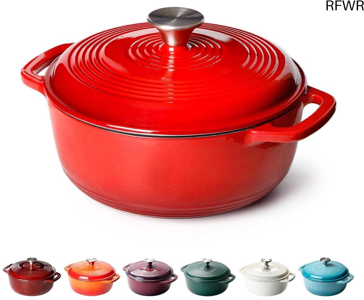 RFWR® Gietijzeren Hollandse Oven 22 cm - Multifunctionele Braadpan met Deksel en Antiaanbaklaag