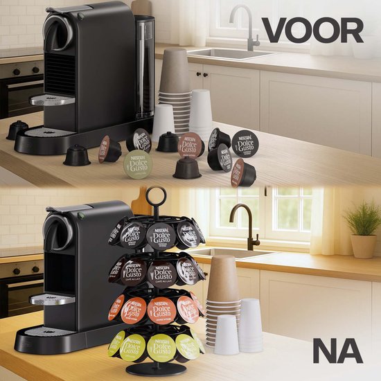 Homeon Capsulehouder geschikt voor Dolce Gusto koffiecups – cuphouder 360 graden draaibaar – 24 capsules – RVS – zilver