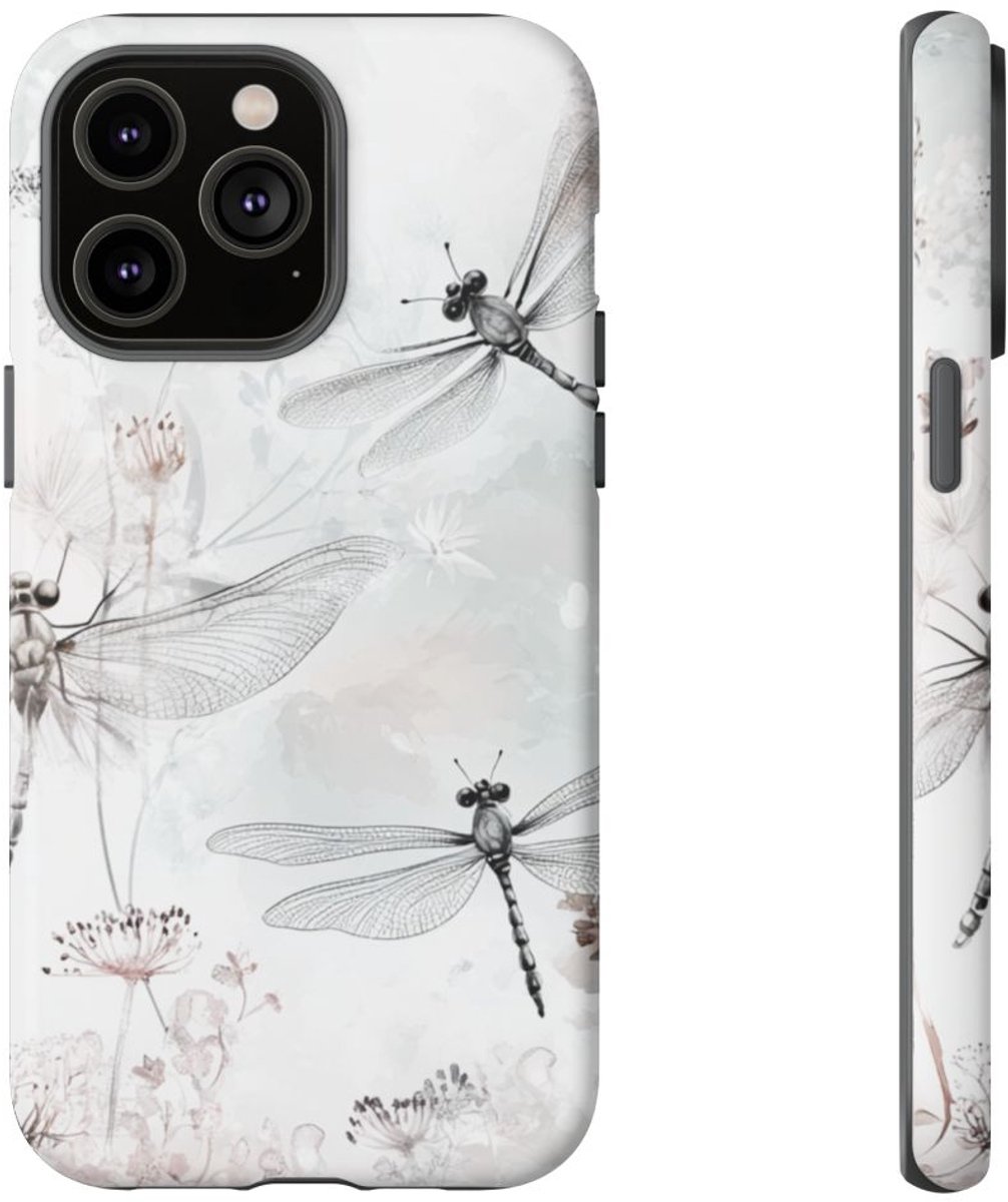 Fijne Libellen en Bloemen in Aquarel – Telefoonhoesje Geschikt voor iPhone 14 Pro Max