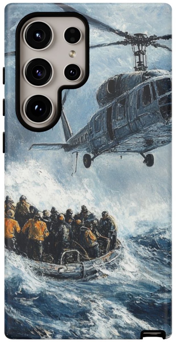 Helikopterredding op Zee in Olieverf – Telefoonhoesje Geschikt voor Galaxy S24 Ultra