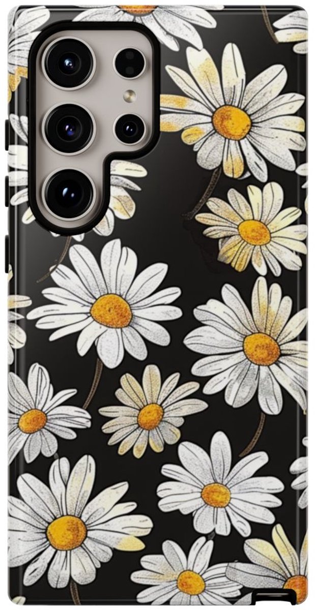 Witte Madeliefjespatroon – Telefoonhoesje Geschikt voor Samsung Galaxy S24 Ultra