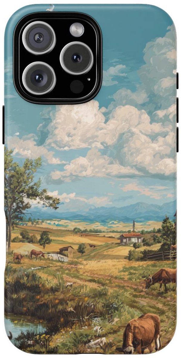 Landelijk Uitzicht met Boerderijdieren – Telefoonhoesje Geschikt voor iPhone 16 Pro Max