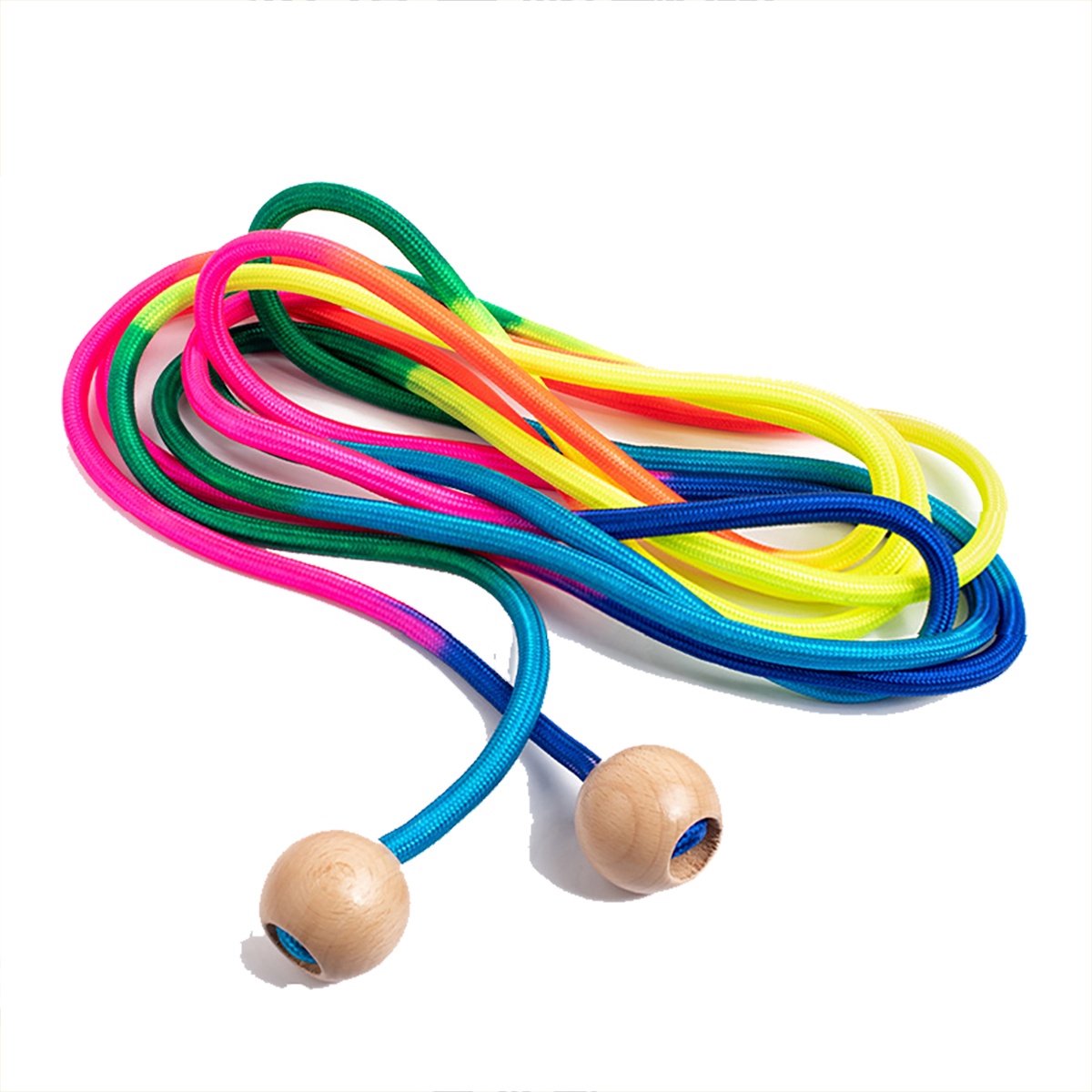 EXCITAT Springtouw - Springtouw kinderen - Springtouw voor meerdere personen - met houten bolvormige handgreep - Groepsspringtouw voor kinderen en volwassenen - 5m
