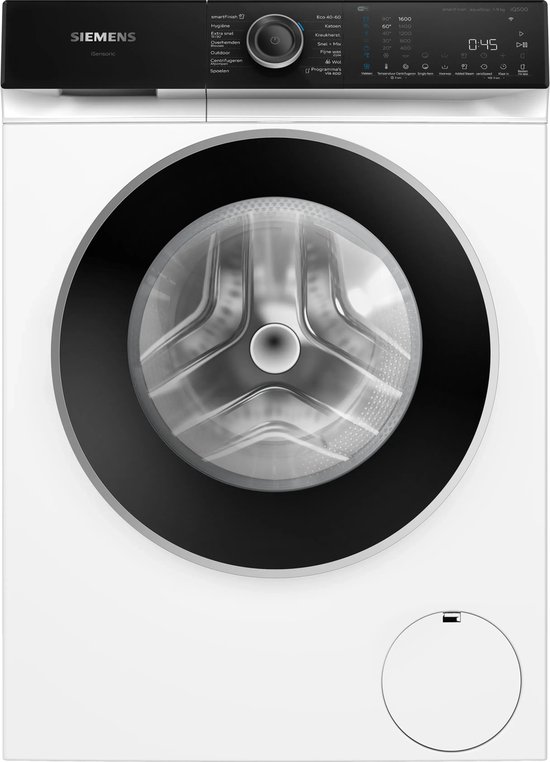 Siemens WG46H207NL - iQ500 - Wasmachine - Wasmachine met stoom - 9 kg - 1600 rpm - Home Connect - smartFinish: vermindert kreukels tot 50% - speedPack L: verkort wasprogramma's met varioSpeed