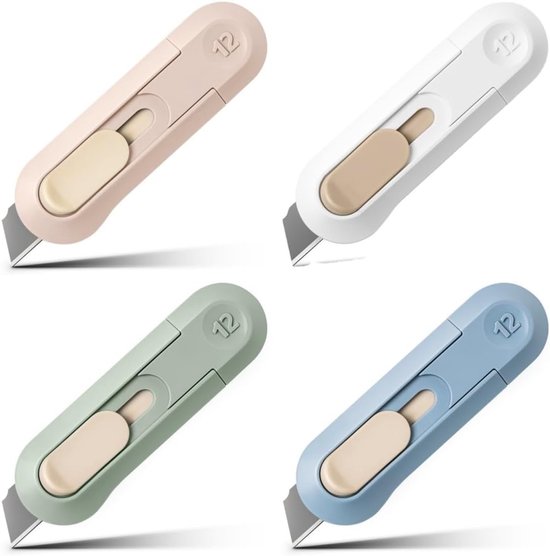 BOTC Kartonsnijder - Intrekbare briefopener - 4 stuks - scheermesje - glad en scherp -...