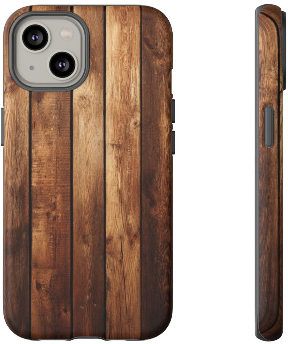 Rustieke Houten Panelen met Natuurlijke Textuur – Telefoonhoesje Geschikt voor iPhone 14