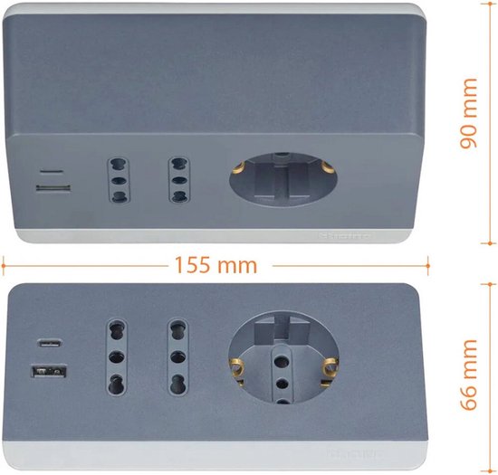 Bloc multiprise rétractable de bureau EU - Prise Schuko électrique USB A C RJ45 HDMI, 3000 W, 13