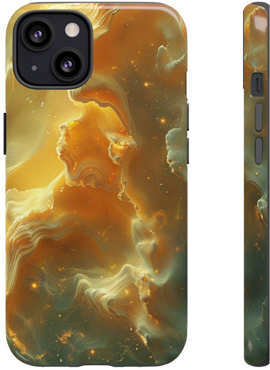 Gouden Nebula Abstract Design – Telefoonhoesje Geschikt voor iPhone 13